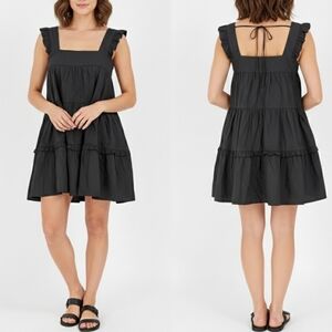 Gray‎ Tiered Ruffle Mini Sundress